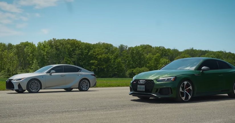 Audi RS5 Destroys Lexus IS500 In Drag and Roll Race