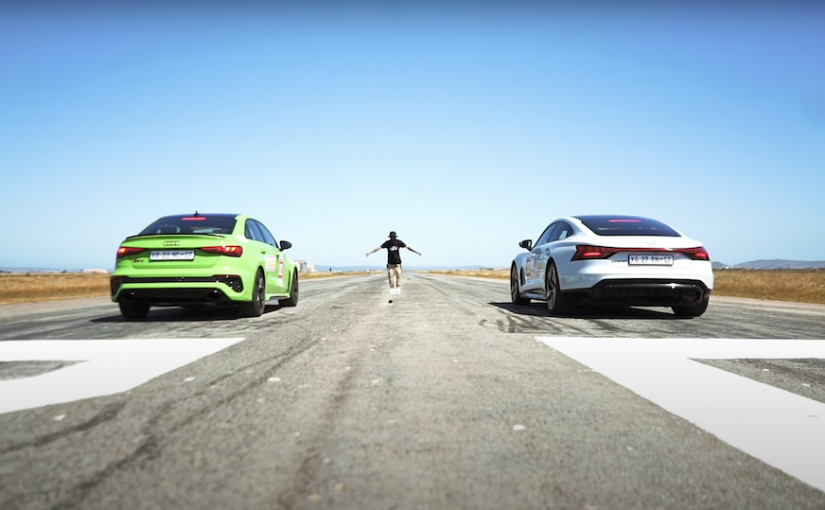 Audi e-tron GT Quattro and RS 3 Face Off in Fascinating Drag Race